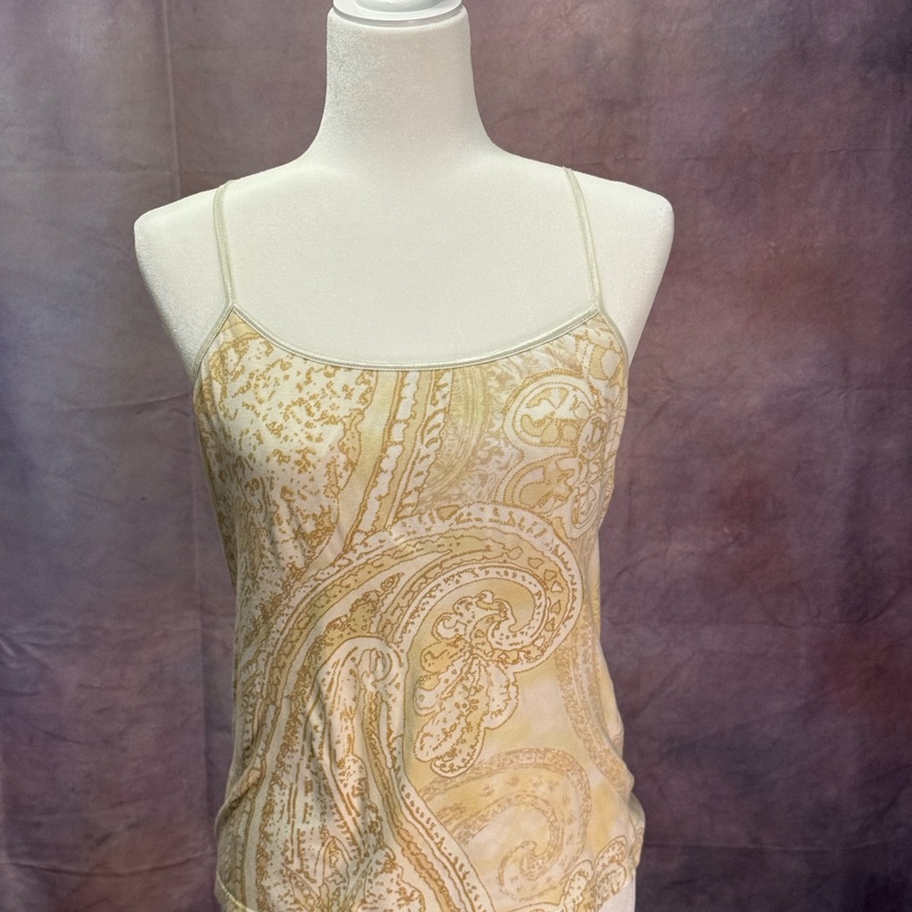 Caribbean Joe Paisley Tank Top Camisole | Beige Yellow Cream | Size L/G